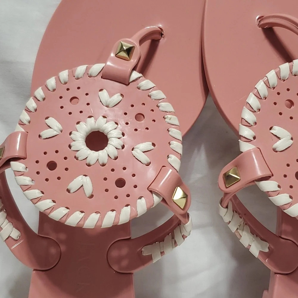 Jack Rogers pink white medallion sandals - Picture 2 of 8